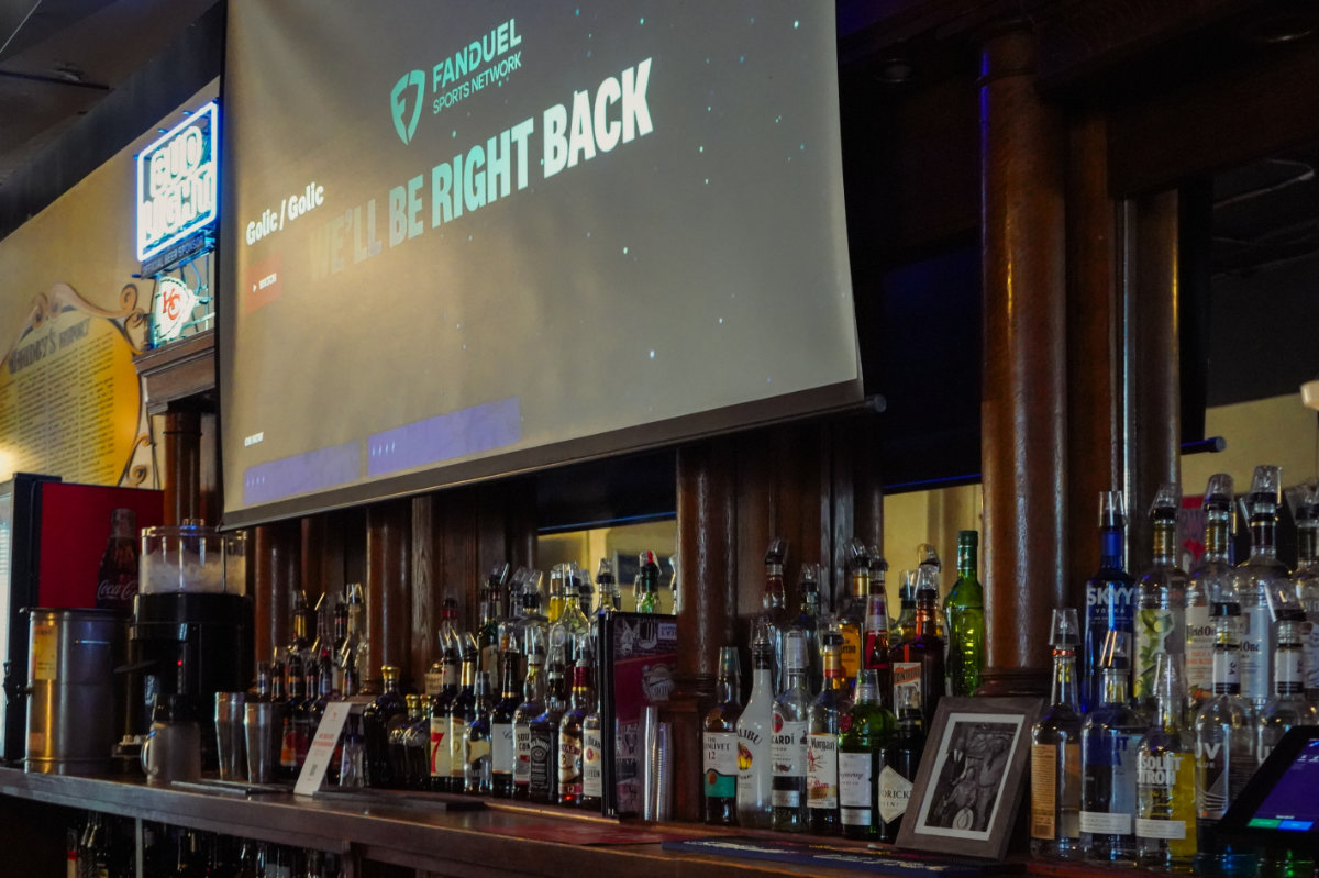 Sports viewing area with projector